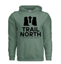 Green hoodie with 'Trail North' logo and text on a white background