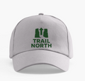 Gray cap with 'Trail North' logo on a white background