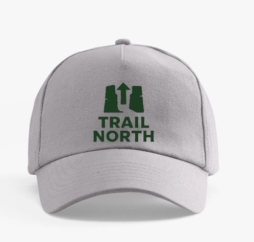 Gray cap with 'Trail North' logo on a white background